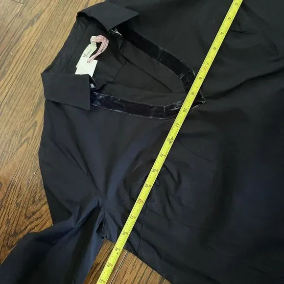 NWT Vineyard Vines Black Velvet Trim Popover Collared Shirt Top XS Cotton - Picture 7 of 9